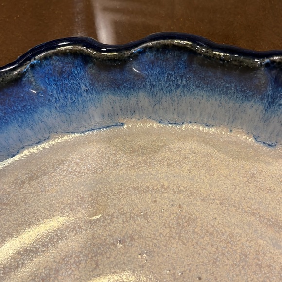 Pigeon River Pottery Pie Plate Signed Blue Cream Oven Safe Excellent Condition - Picture 6 of 13